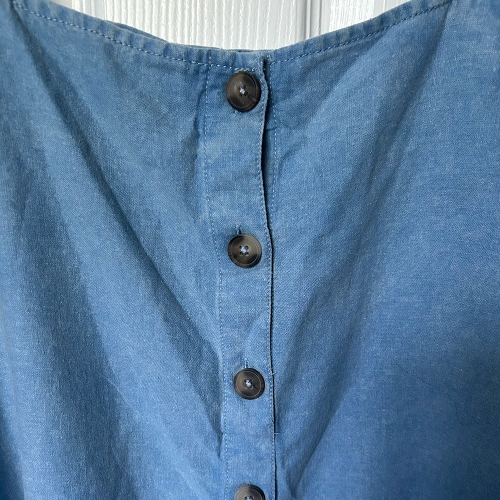 Casa Cabana Linen Blend Button Up Sleeveless Blue Tank Top Size Large NWT - Picture 5 of 8
